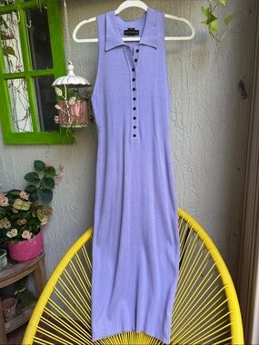 House of Harlow 1960 Lavender Ribbed Sleeveless Polo Dress